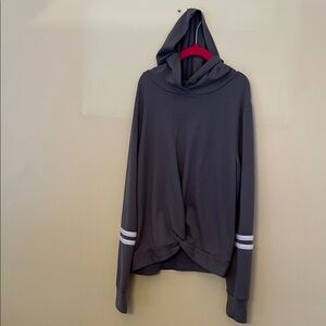 SO Gray Hooded Sweater with White Stripes